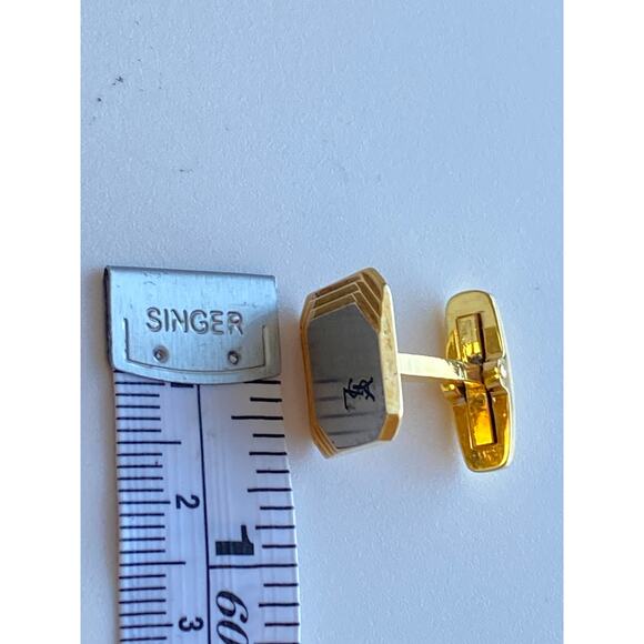 Authentic Yves Saint Laurent Gold-Tone Cufflinks – YSL Logo with Gift Box - Picture 6 of 7